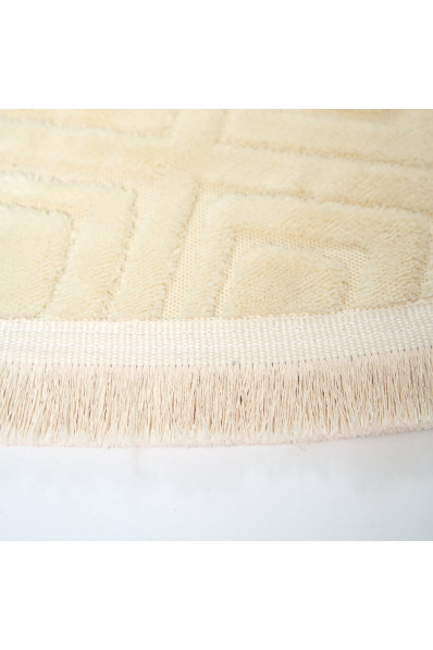 Diamond Oval Krem Yolluk Kaydırmaz, Yıkanabilir, Şık ve Modern