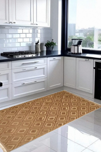 Diamond Kahve Kaydırmaz Taban Mutfak Halısı Leke tutmayan, kolay temizlenen pratik çözüm.